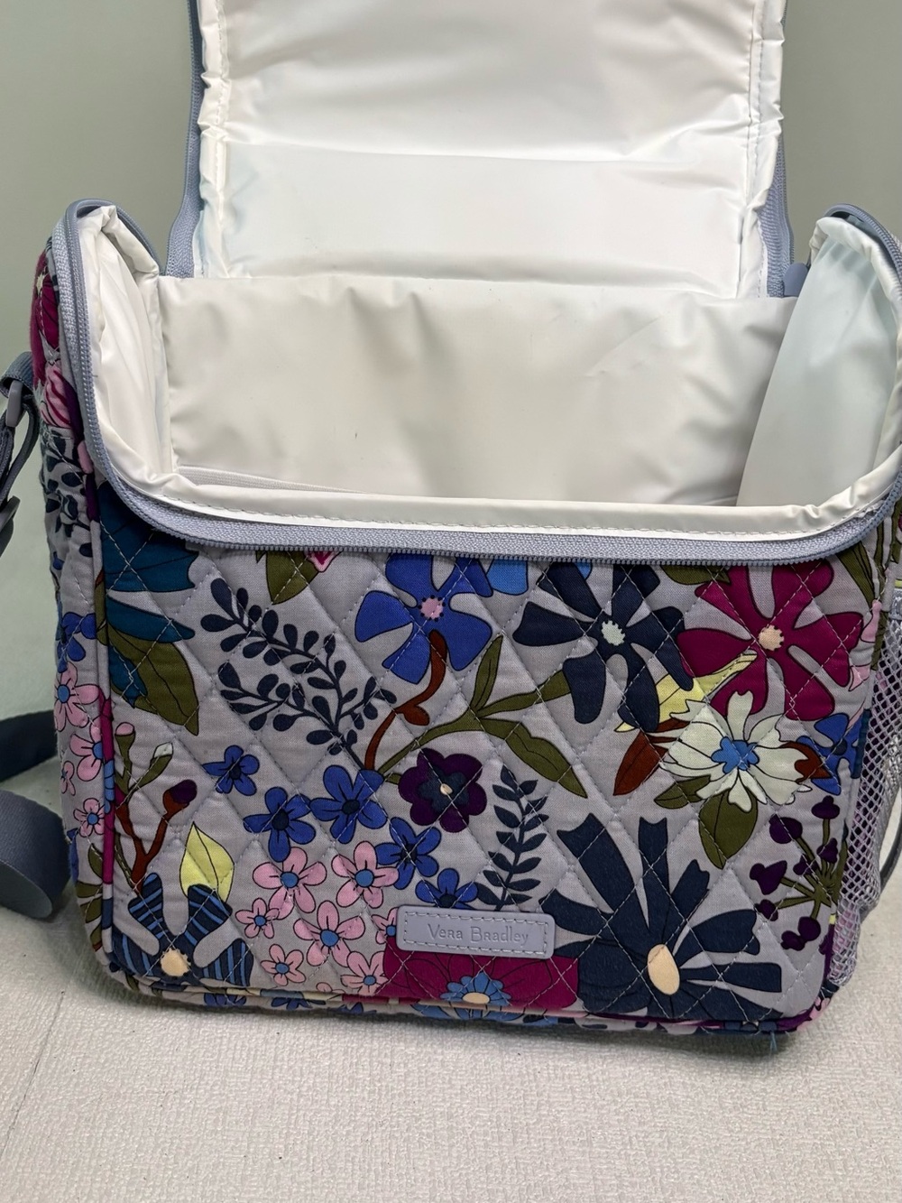 Vera Bradley Quilted Bengal Lily Lunch Box in Lavender, Pink, Blue - Picture 4 of 7